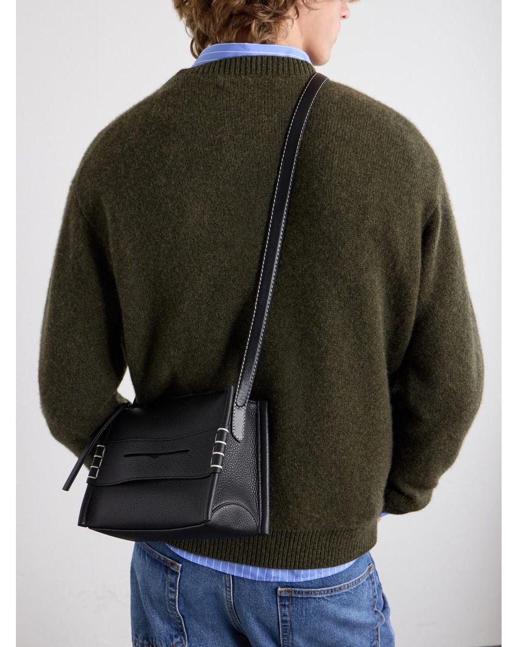 J.W. Anderson Black Loafer Leather Messenger Bag for men