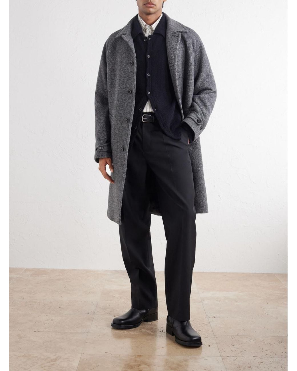 Valstar Gray Vittorio Virgin Wool Twill Coat for men