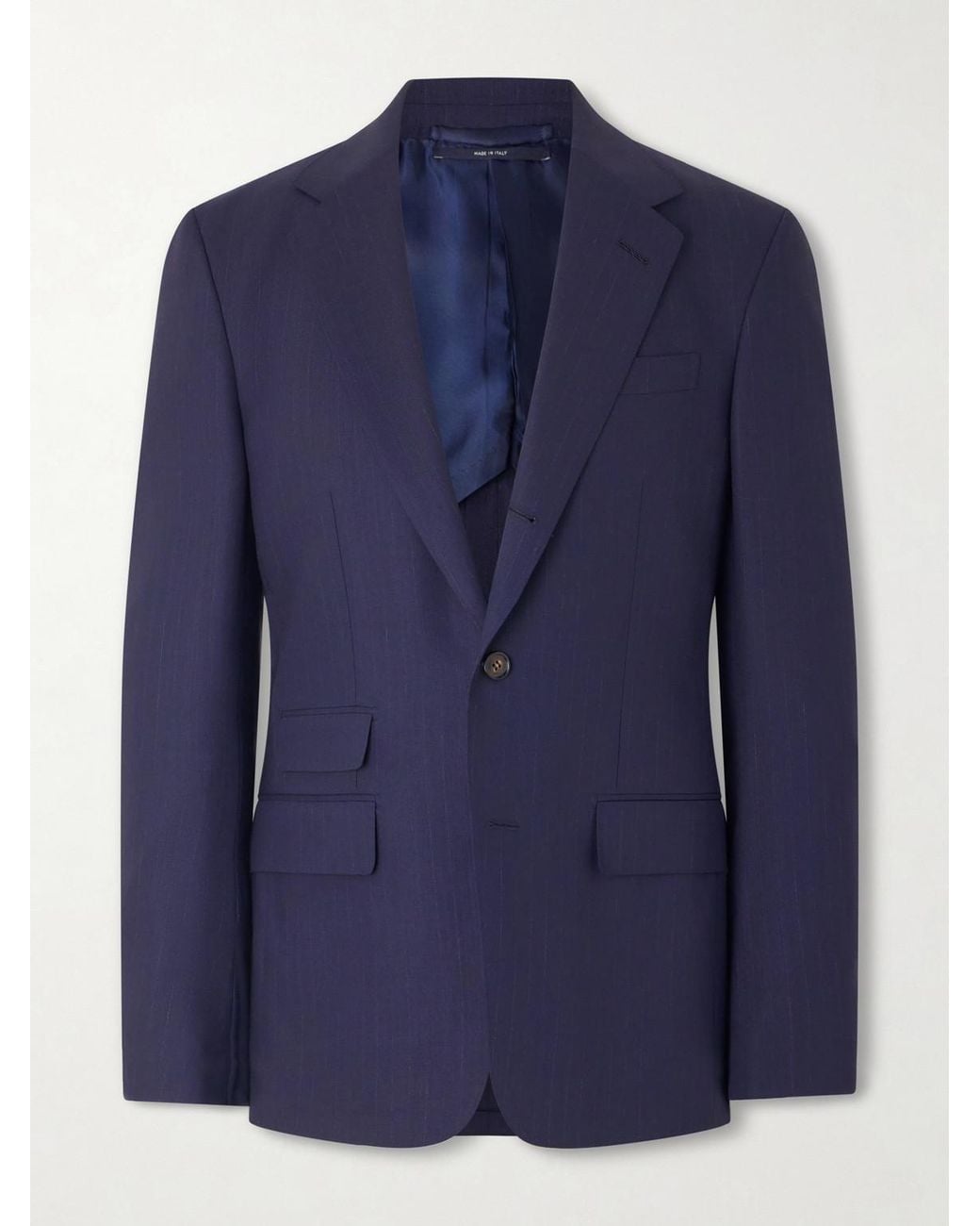Dunhill Blue Pinstriped Wool Suit Jacket for men