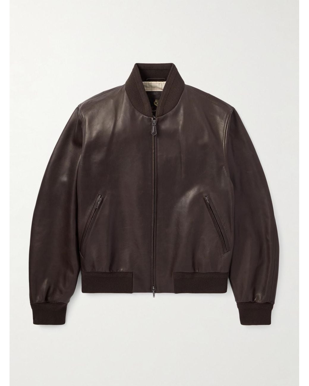 Loro Piana Brown Leather Bomber Jacket for men