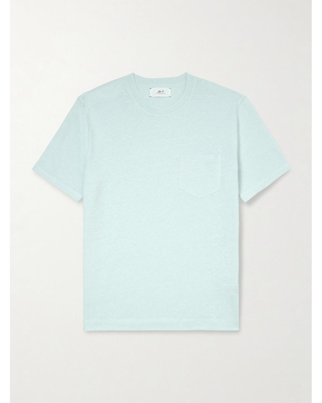 Mr P. Blue Linen And Organic Cotton-Blend T-Shirt for men