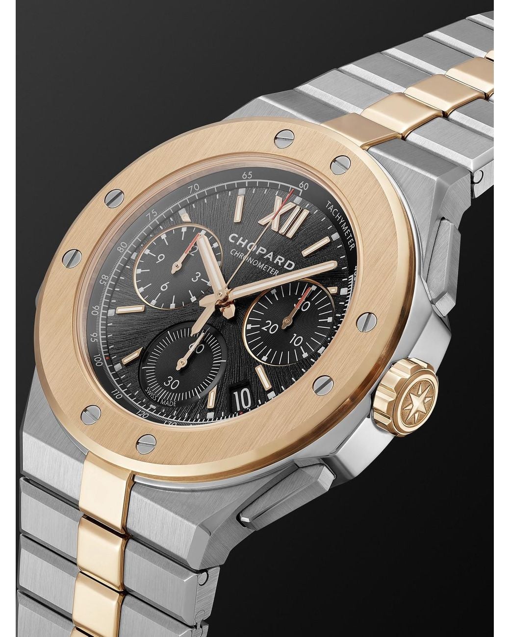 Chopard Black Alpine Eagle Xl Chrono Automatic Lucent Steel And 18-karat Rose Gold Watch, Ref. 298609-6001 for men
