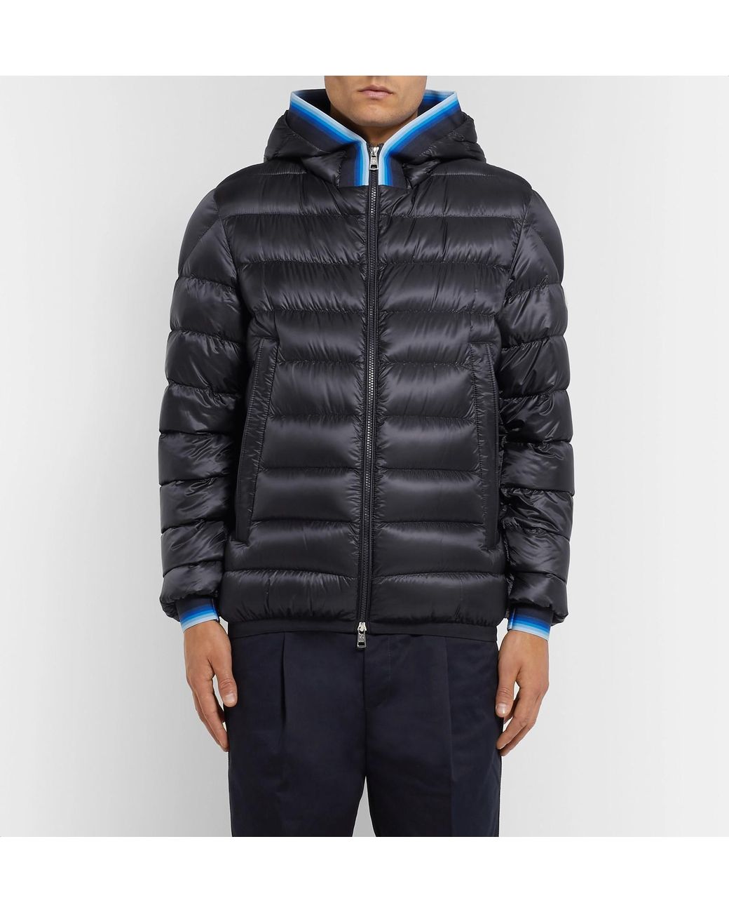 Moncler Avrieux Stripe-trimmed Quilted Shell Hooded Down Jacket in Navy  (Blue) for Men | Lyst Australia