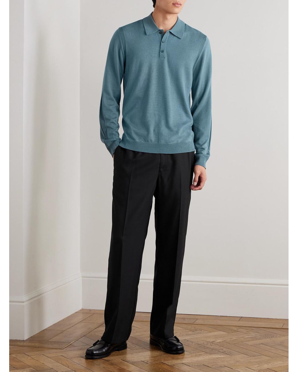 Mr P. Black Arthur Wide-Leg Woven Drawstring Trousers for men
