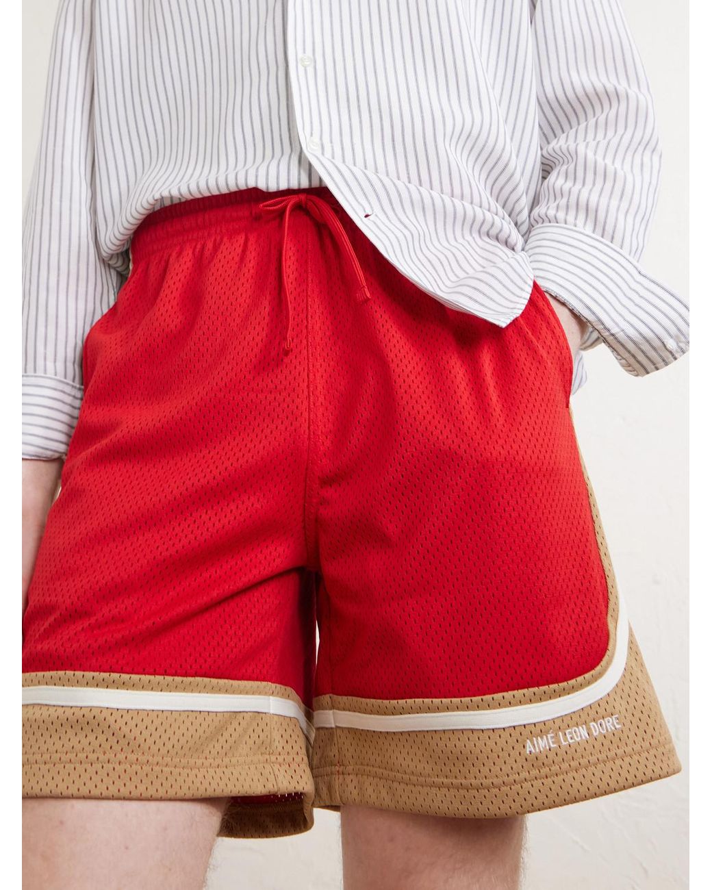 Aimé Leon Dore Novelty Straight-Leg Logo-Embroidered Mesh Drawstring Shorts for men