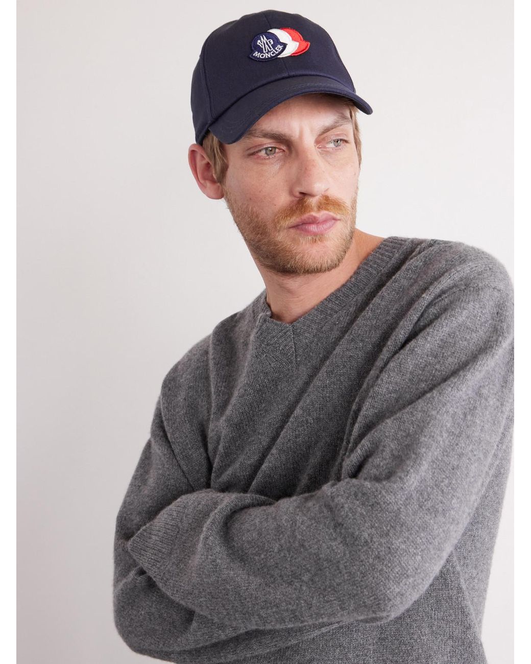 Moncler Blue Logo-Appliquéd Cotton-Twill Baseball Cap for men