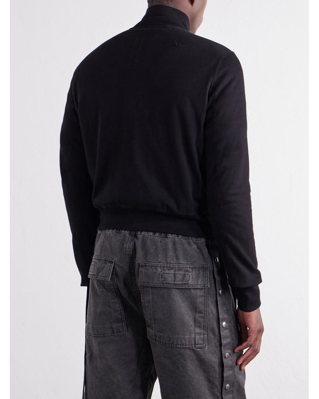 Rick Owens Black Rev Cotton-Jersey Zip-Up Sweatshirt for men