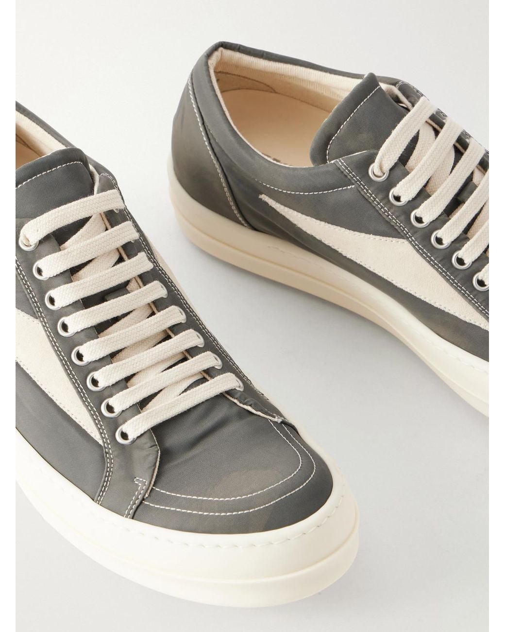 Rick Owens Gray Vintage Suede-Trimmed Denim Sneakers for men