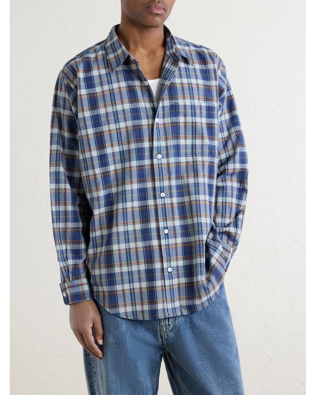 Aimé Leon Dore Blue Checked Cotton Shirt for men