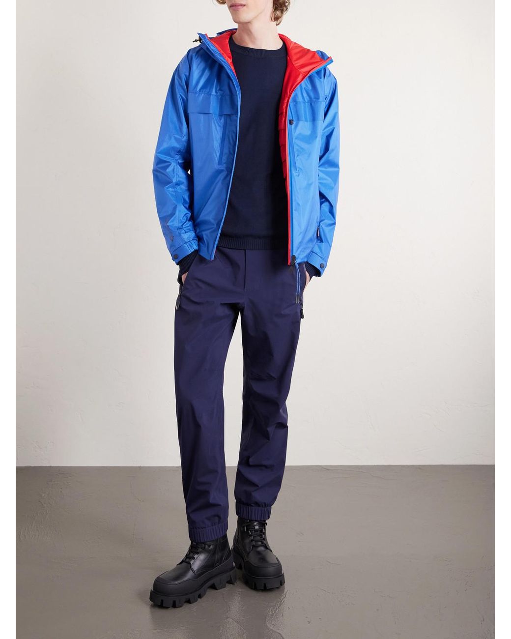 Moncler Blue Logo-Appliquéd Crepe Sweater for men