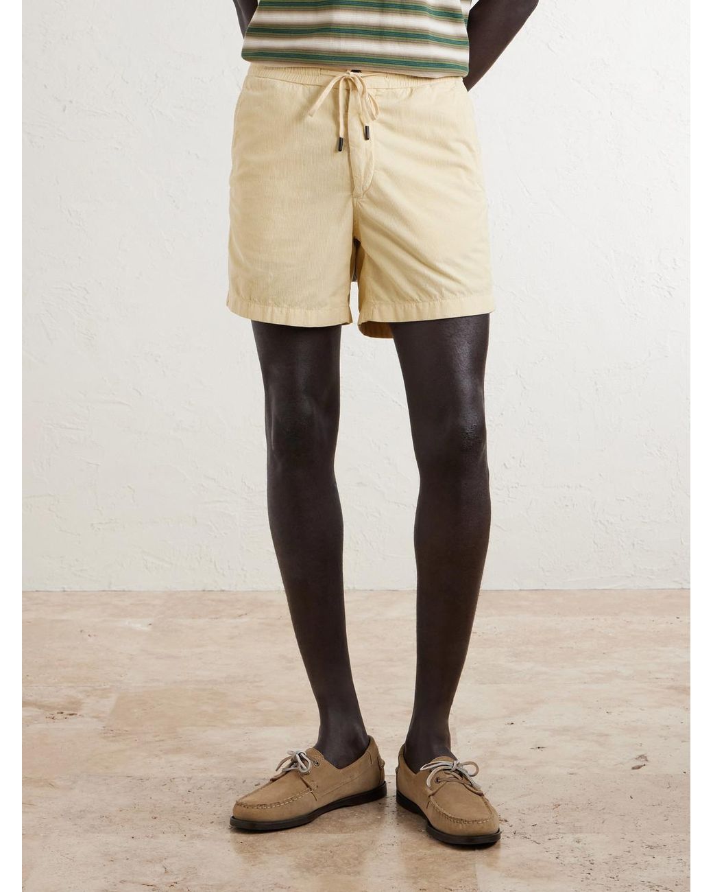 Slowear Natural Straight-Leg Cotton-Corduroy Drawstring Shorts for men