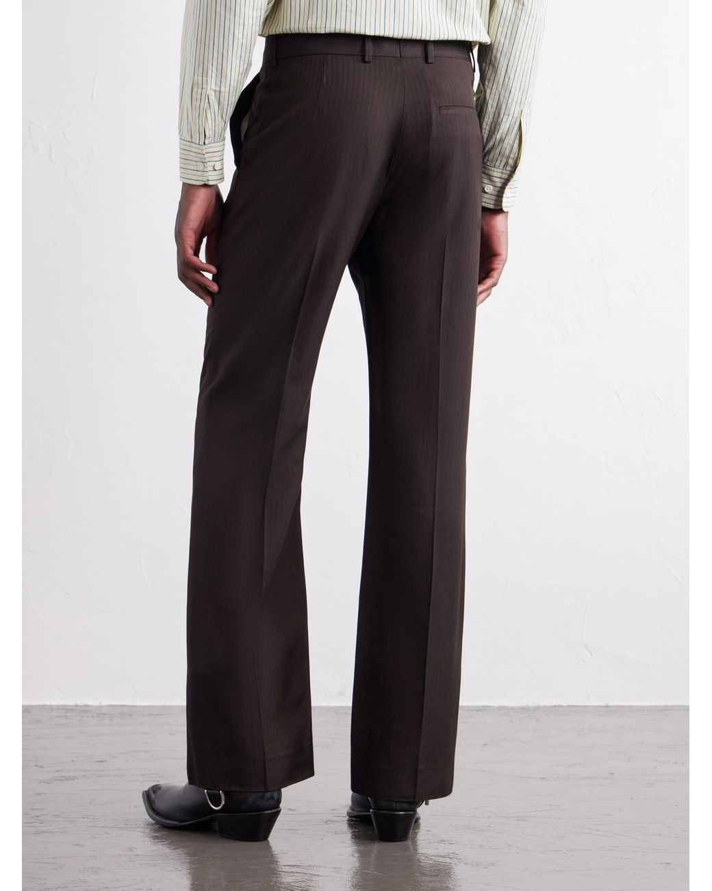 Acne Brown Straight-Leg Herringbone Trousers for men