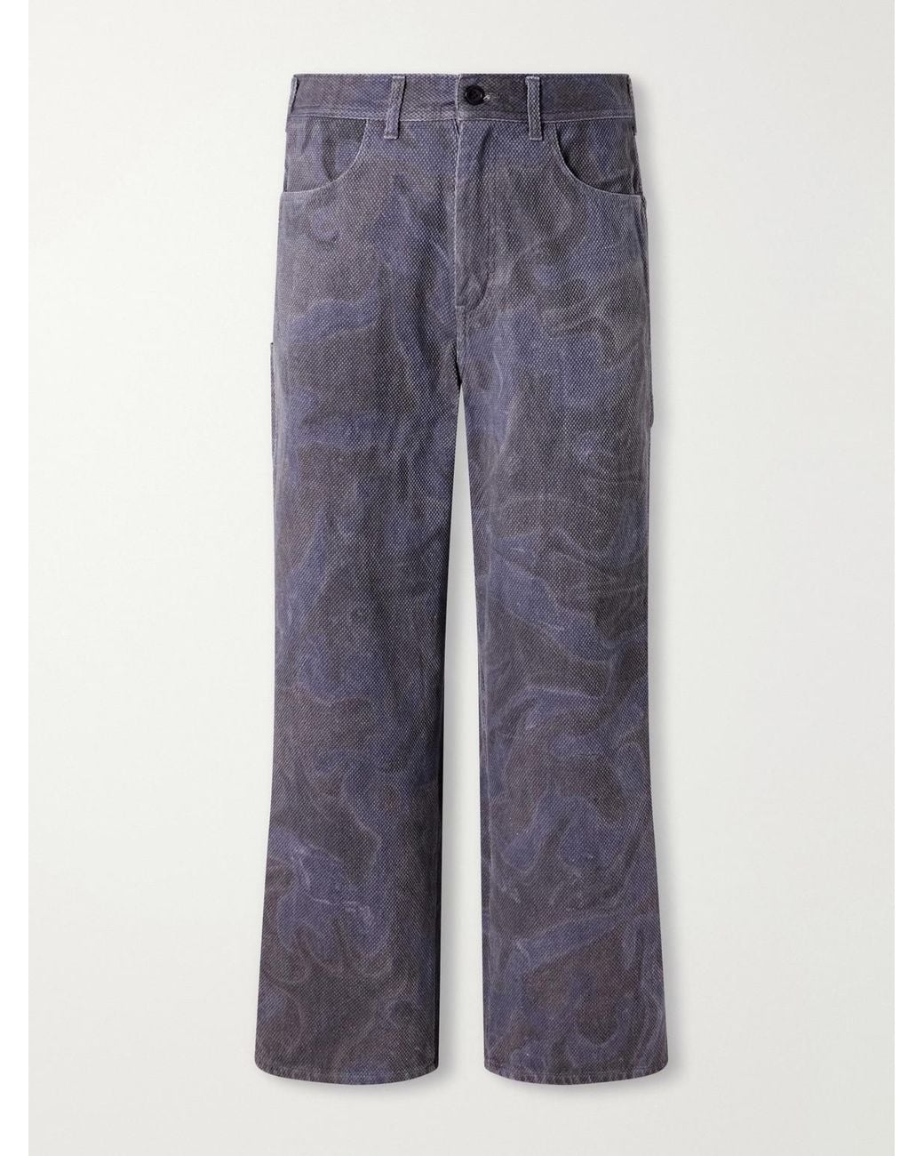 Blue Blue Japan Blue Painter Wide-Leg Sumi Nagashi Cotton-Sashiko Trousers for men