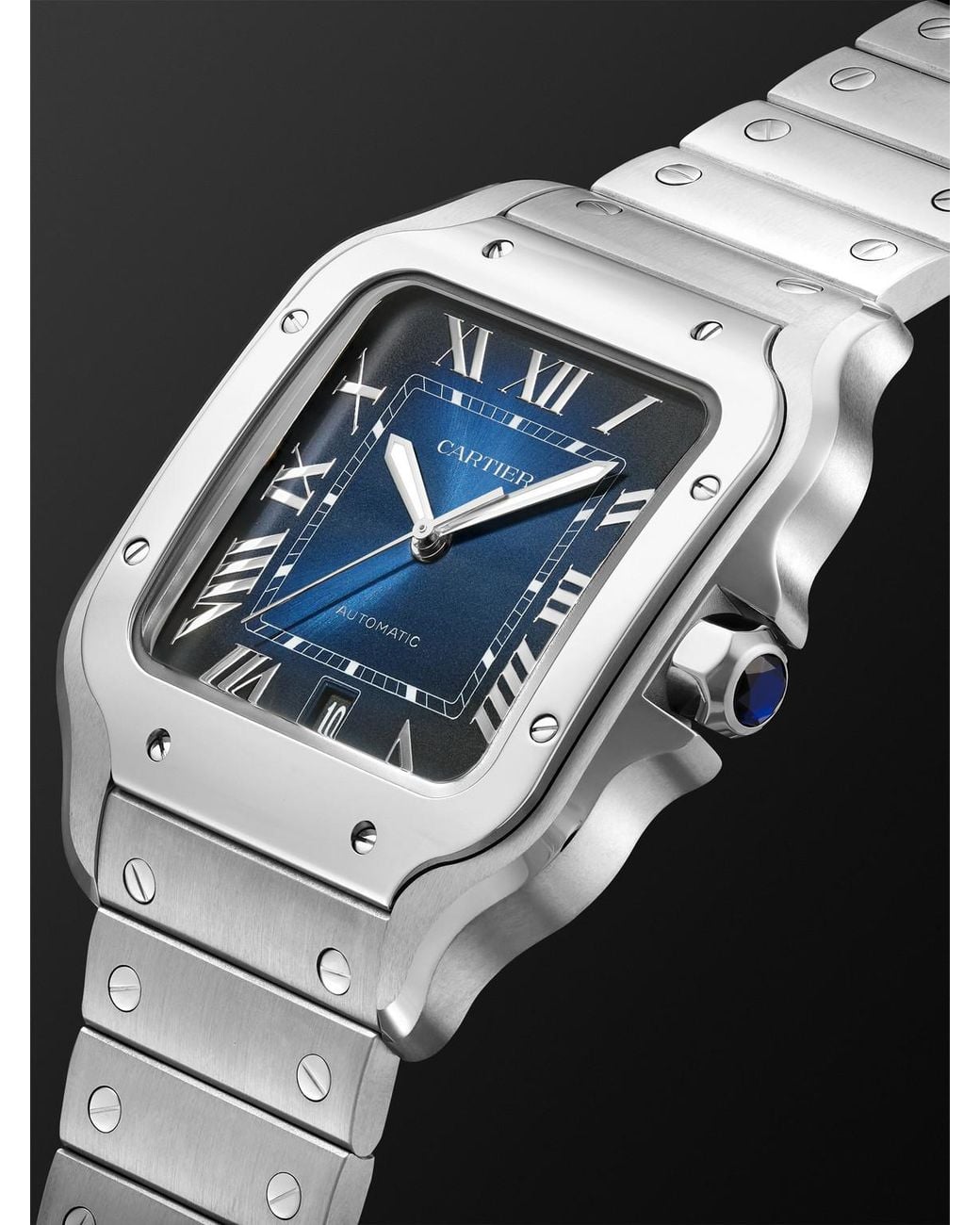 Cartier Black Santos De Automatic Interchangeable Steel Watch, Ref. Wssa0071 for men