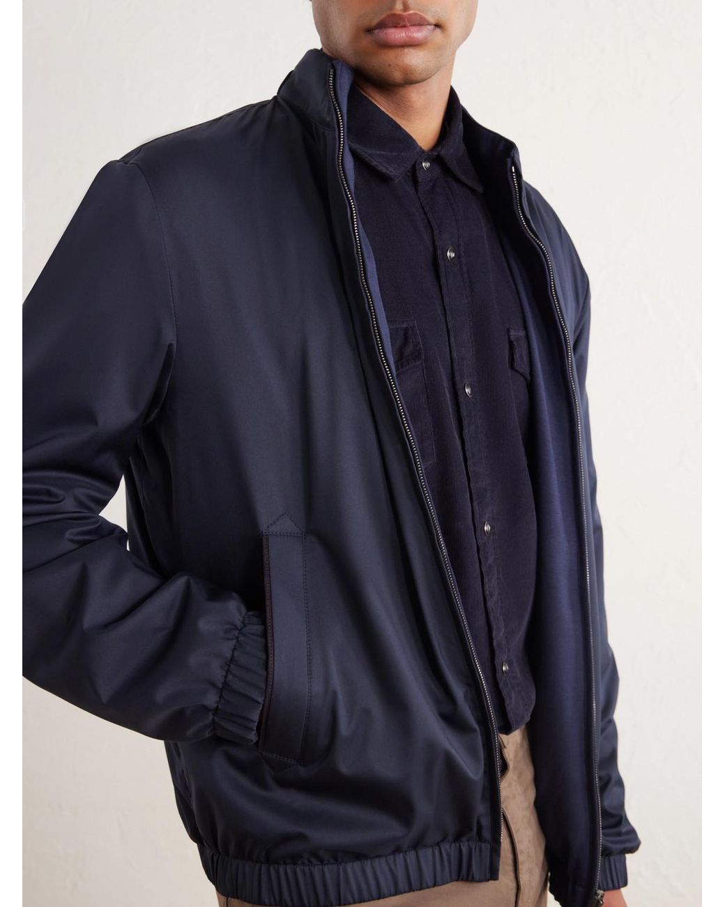 Canali Blue Reversible Shell Bomber Jacket for men