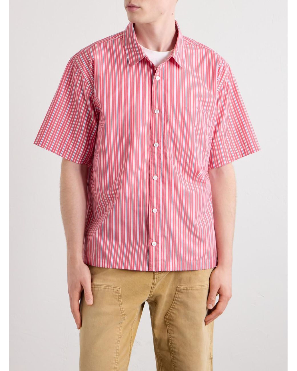 Aimé Leon Dore Pink Striped Cotton-Poplin Shirt for men