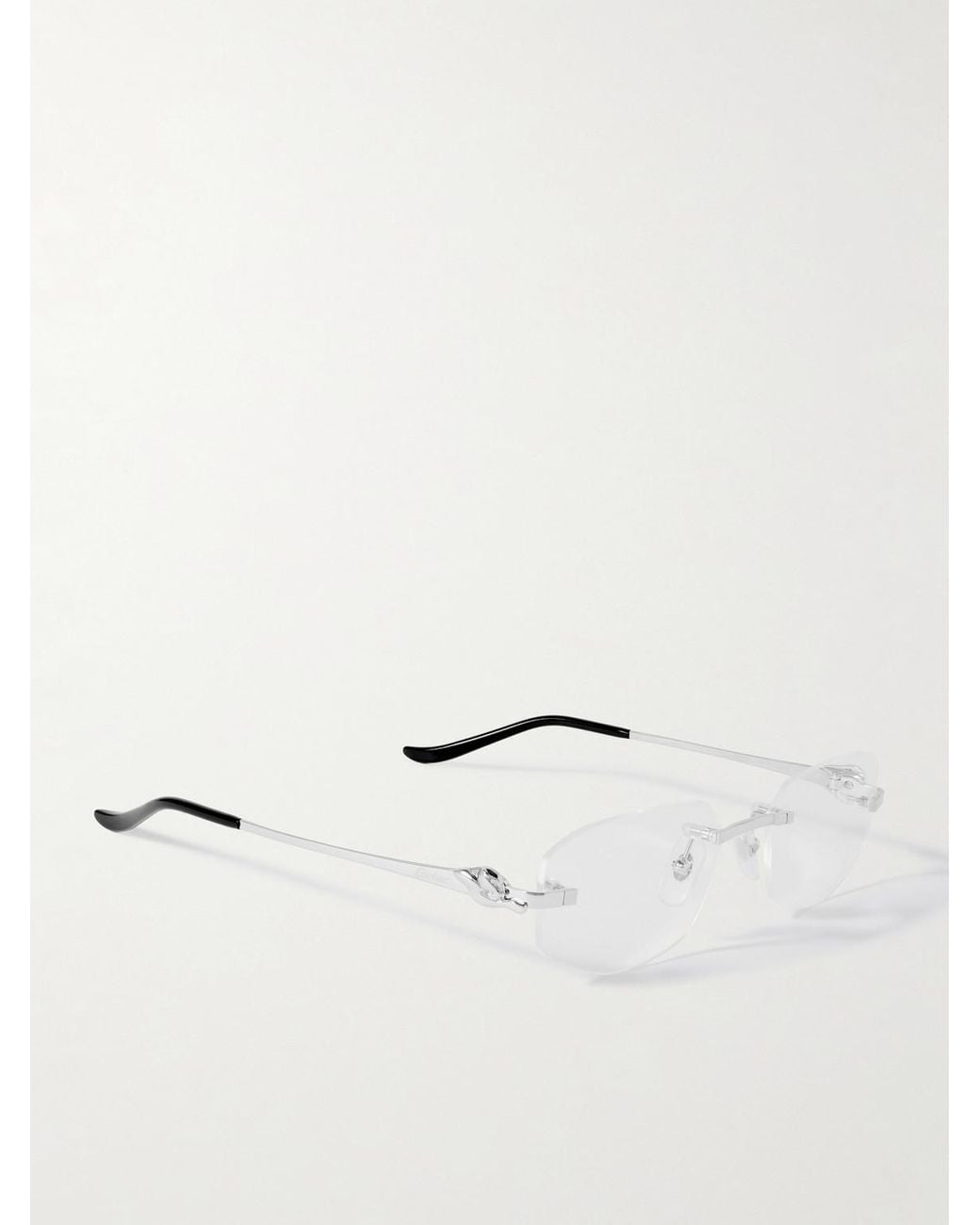 Cartier Metallic Panthère De Cartier Rectangular-Frame Rimless-Tone Optical Glasses for men