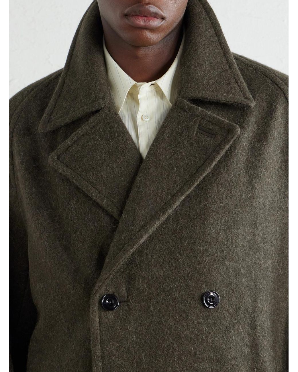 Lemaire Brown Double-Breasted Wool And Alpaca-Blend Felt Coat for men