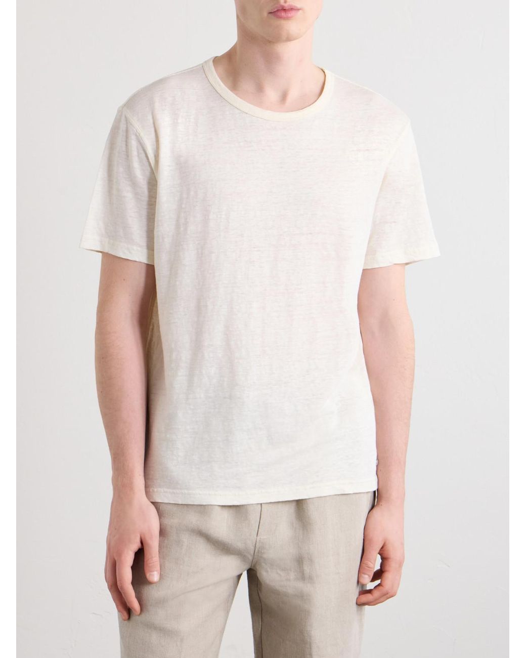 God's True Cashmere White Signature Linen T-Shirt for men