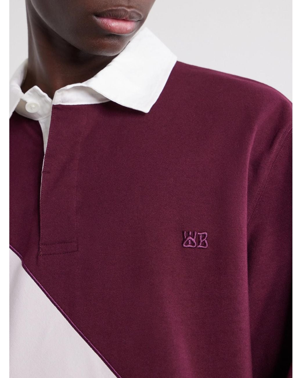 Wales Bonner Red Prism Linen-Trimmed Cotton-Jersey Polo Shirt for men