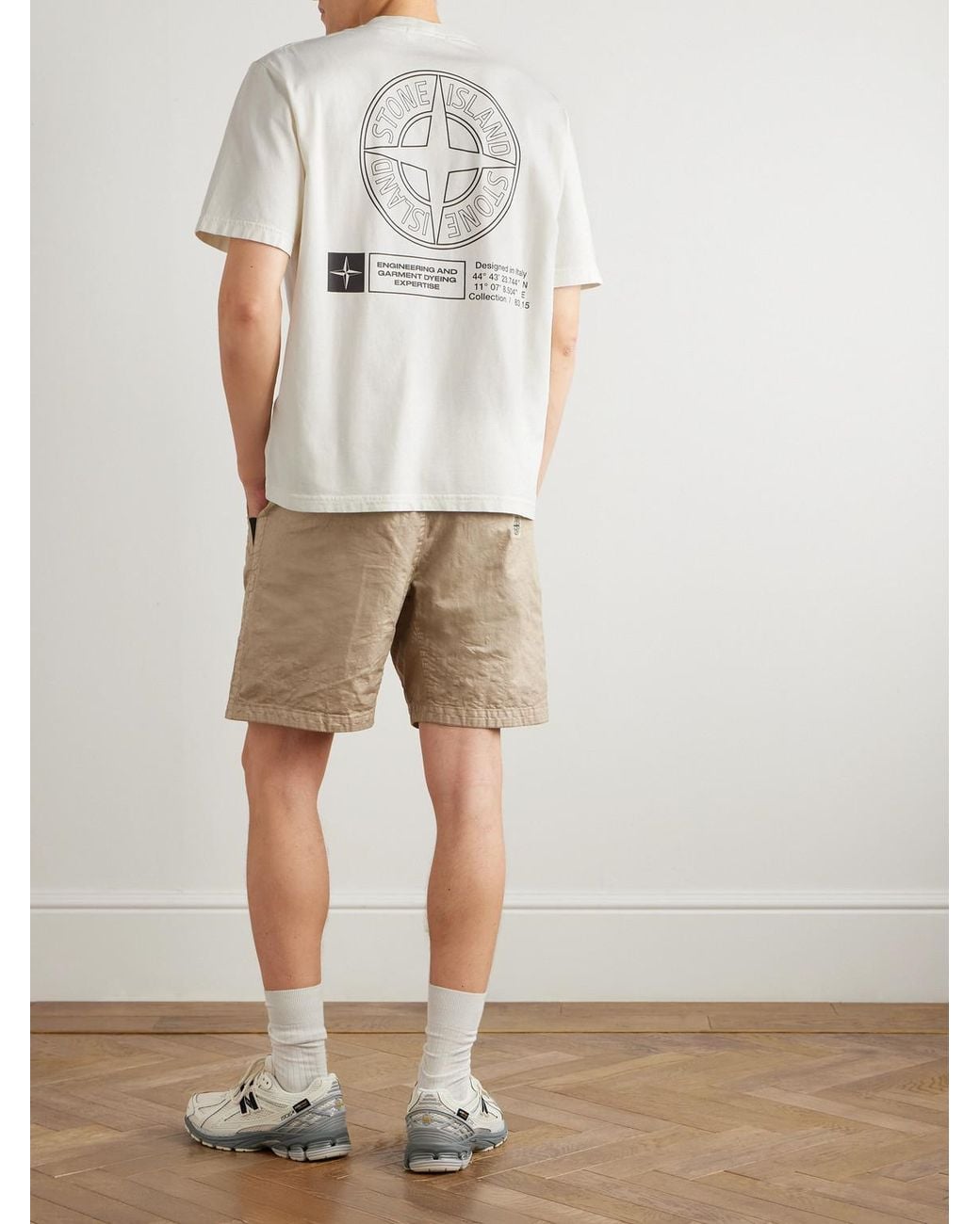 Stone Island White Logo-Print Cotton-Jersey T-Shirt for men
