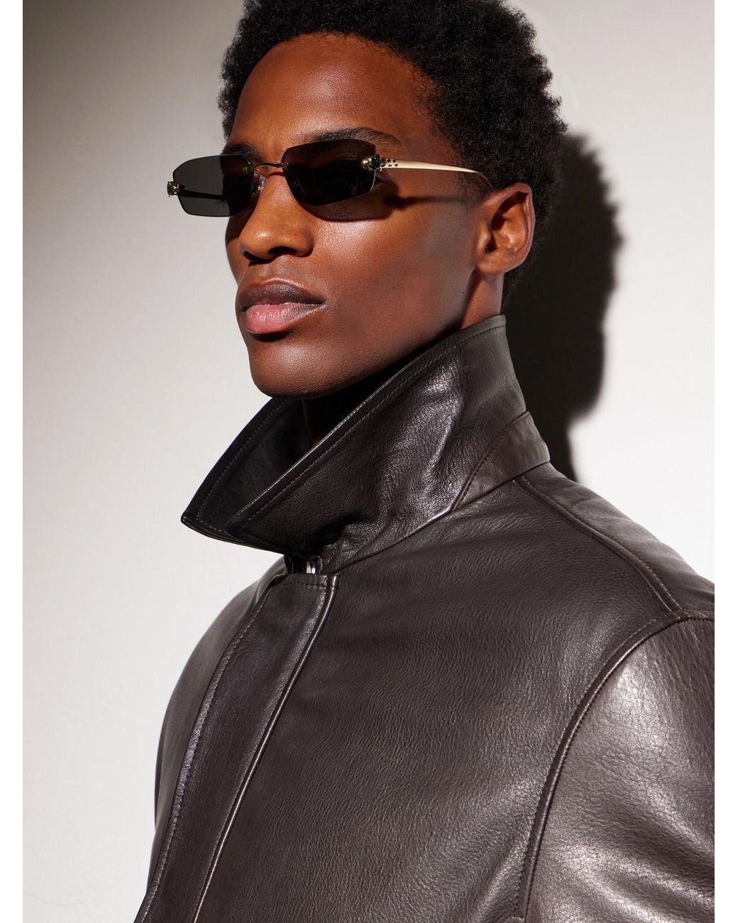 Cartier Metallic Panthère De Cartier Rimless Square-Frame-Tone Metal Sunglasses for men