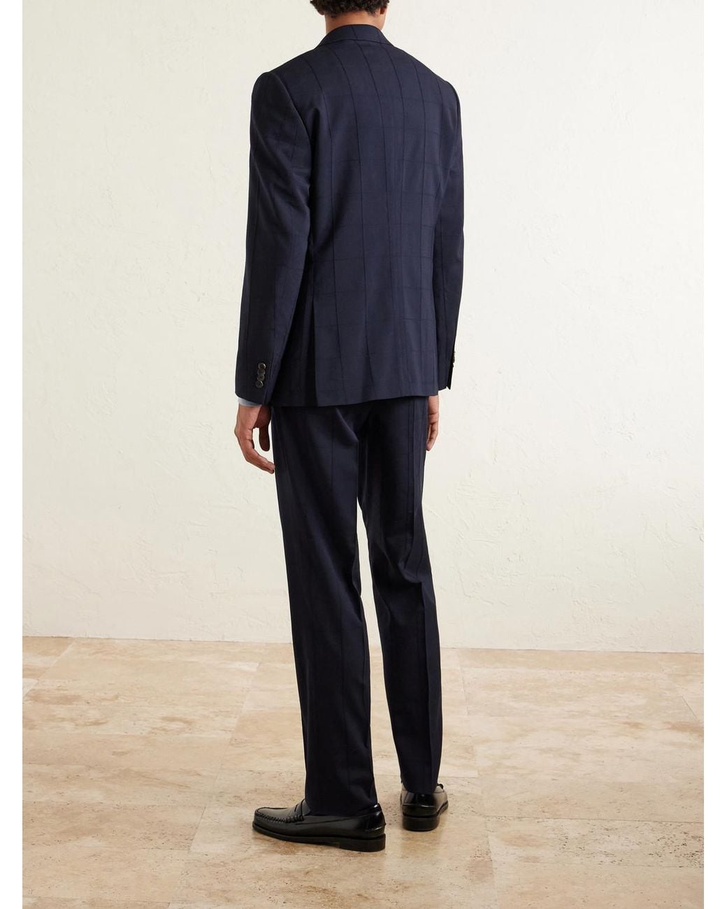 Checked Wool-Blend Suit Jacket di Mr P. in Blue da Uomo