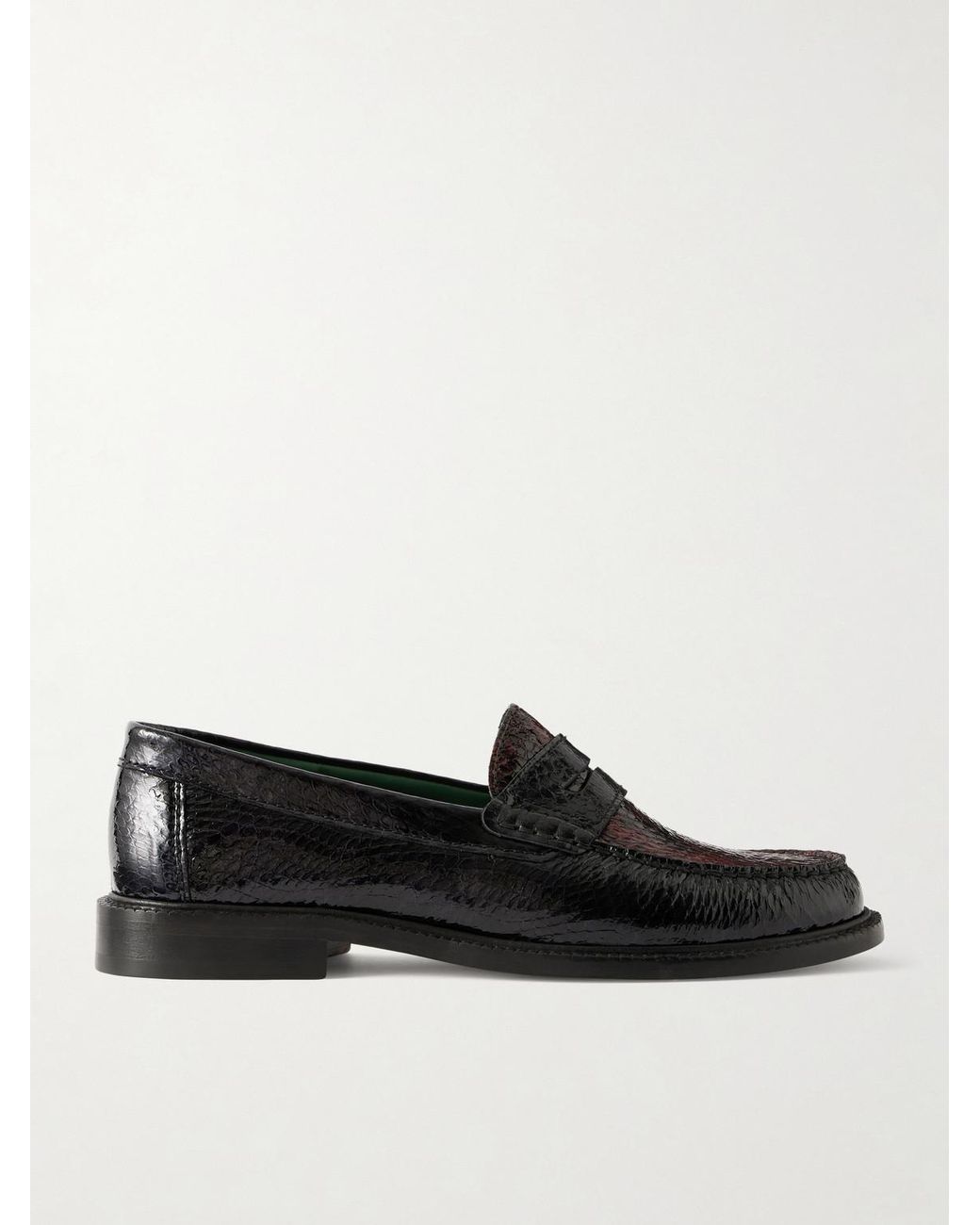 VINNY'S Black Yardee Snake-effect Patent-leather Loafers for men