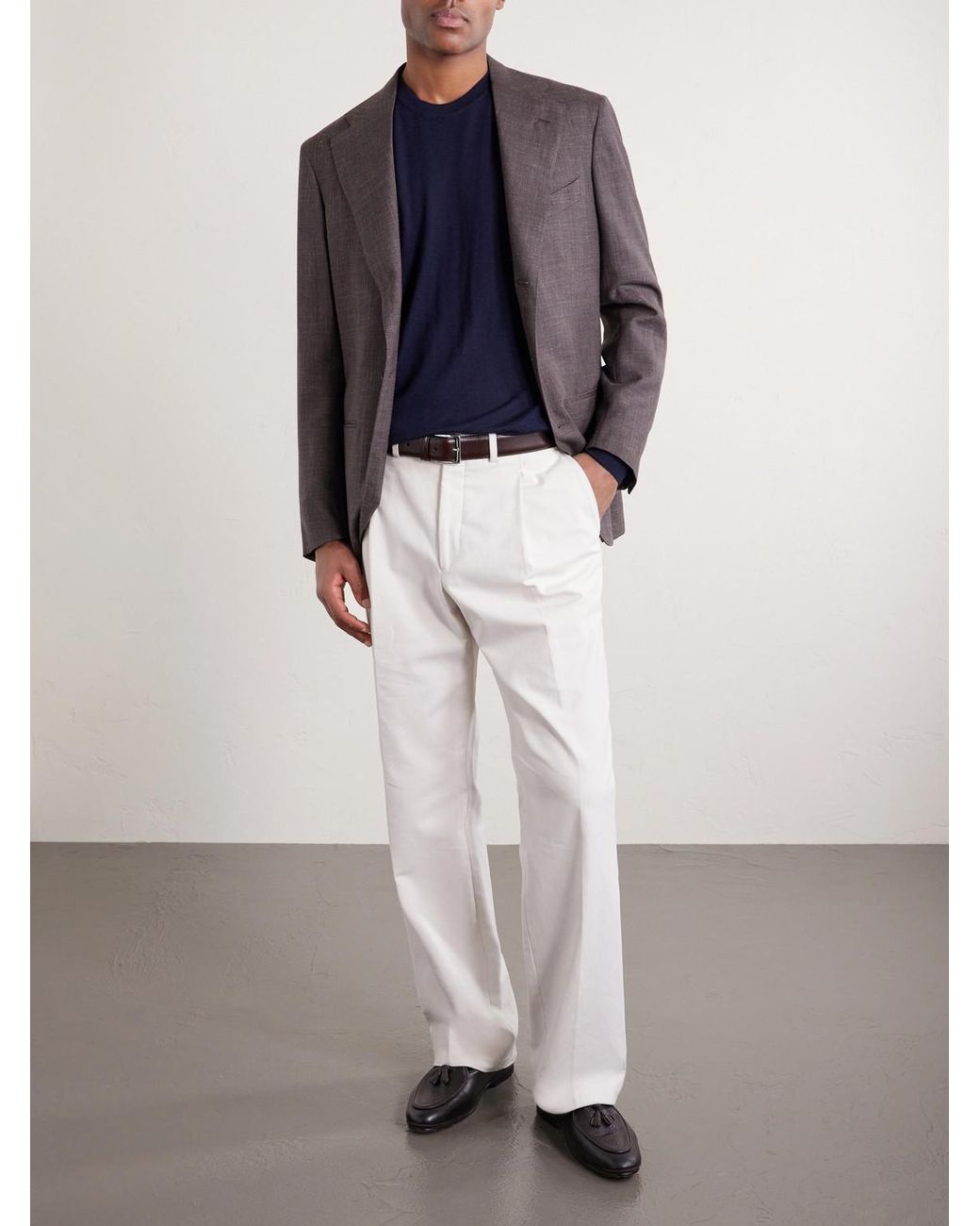 Thom Sweeney Blue Cashmere And Silk-blend Sweater for men