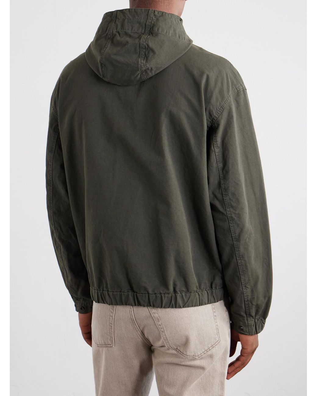 Stone Island Gray Logo-Appliquéd Garment-Dyed Organic Cotton Ripstop Hooded Jacket for men