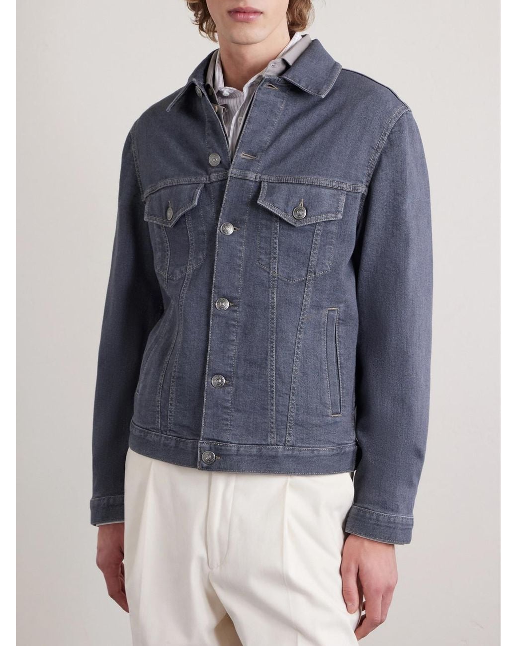 Brunello Cucinelli Blue Denim Jacket for men