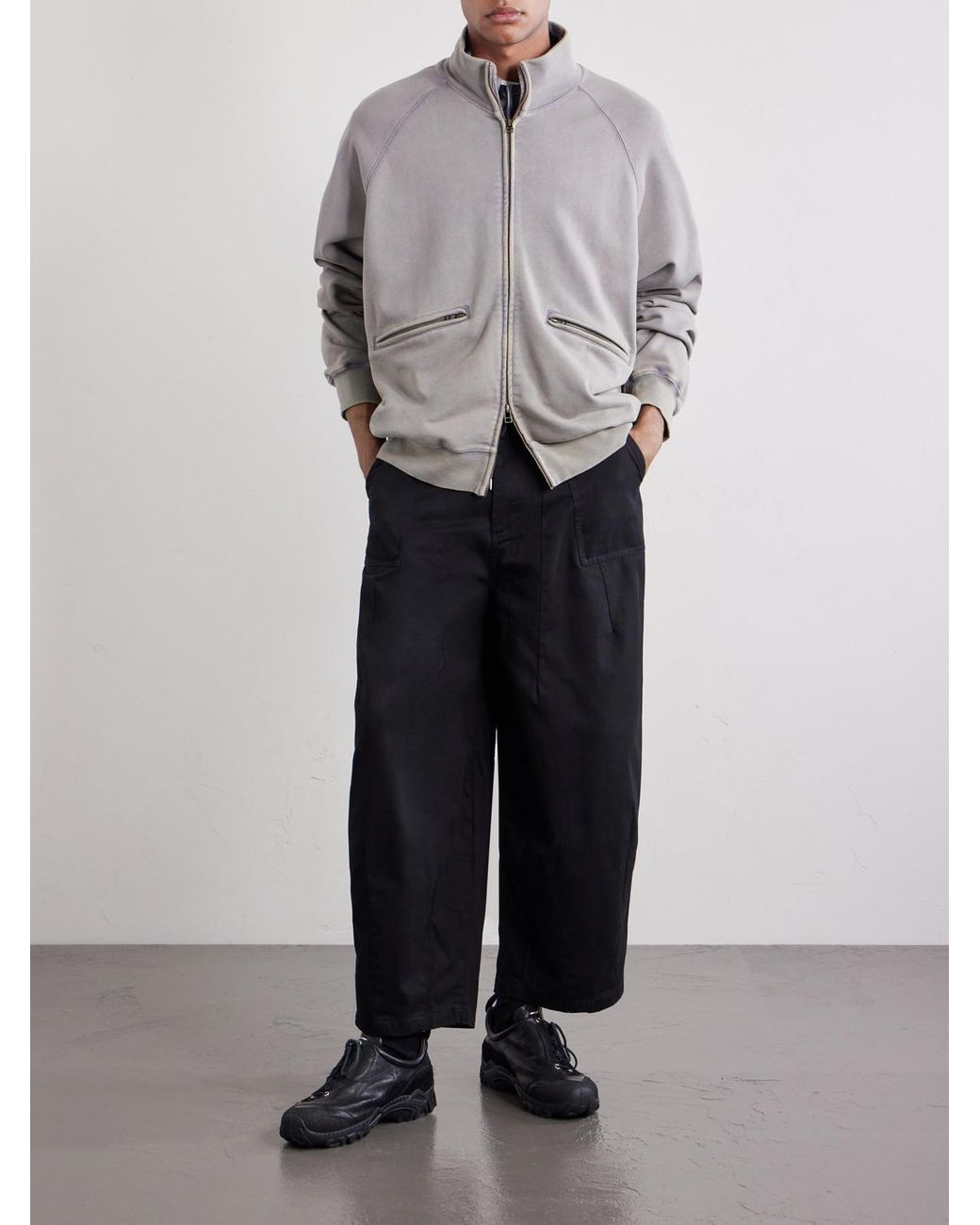FRIZMWORKS Black Wide-Leg Cotton-Twill Trousers for men