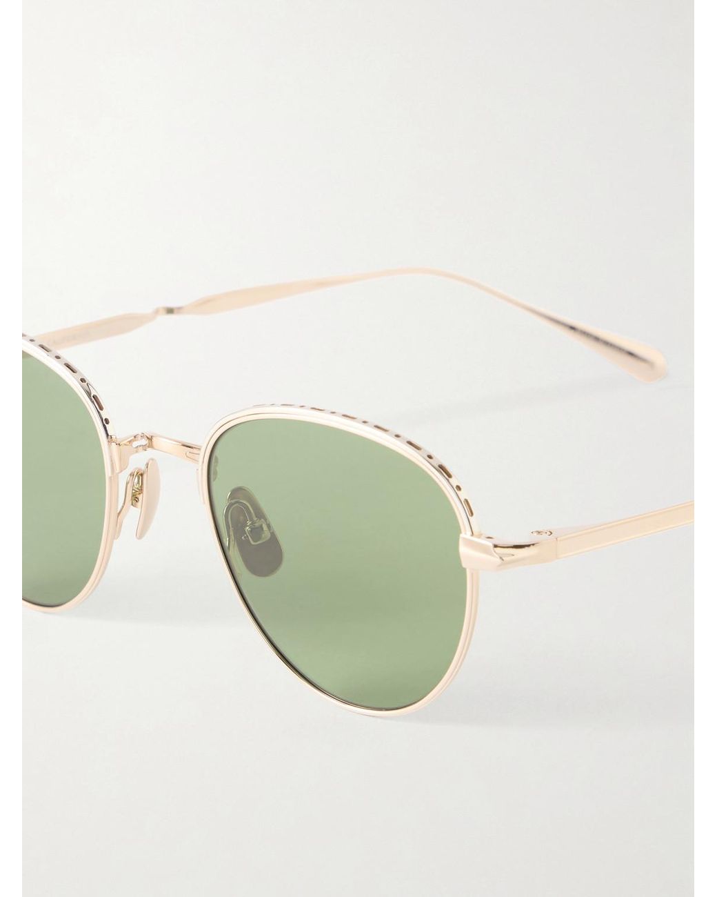 Garrett Leight Green Wells J Round-Frame-Tone Titanium Sunglasses for men