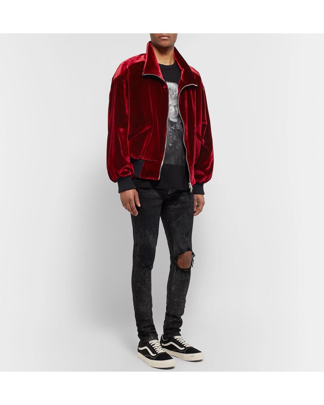 Amiri Velvet Oversized Puffer Jacket in Red for Men | Lyst Canada