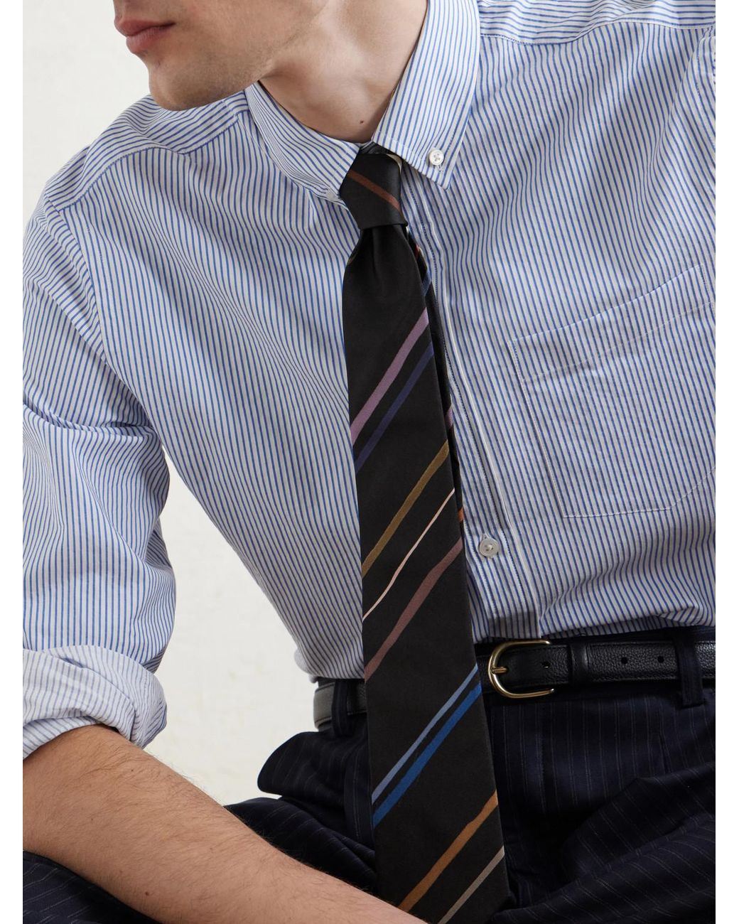 Paul Smith 8cm Striped Silk Tie in White für Herren