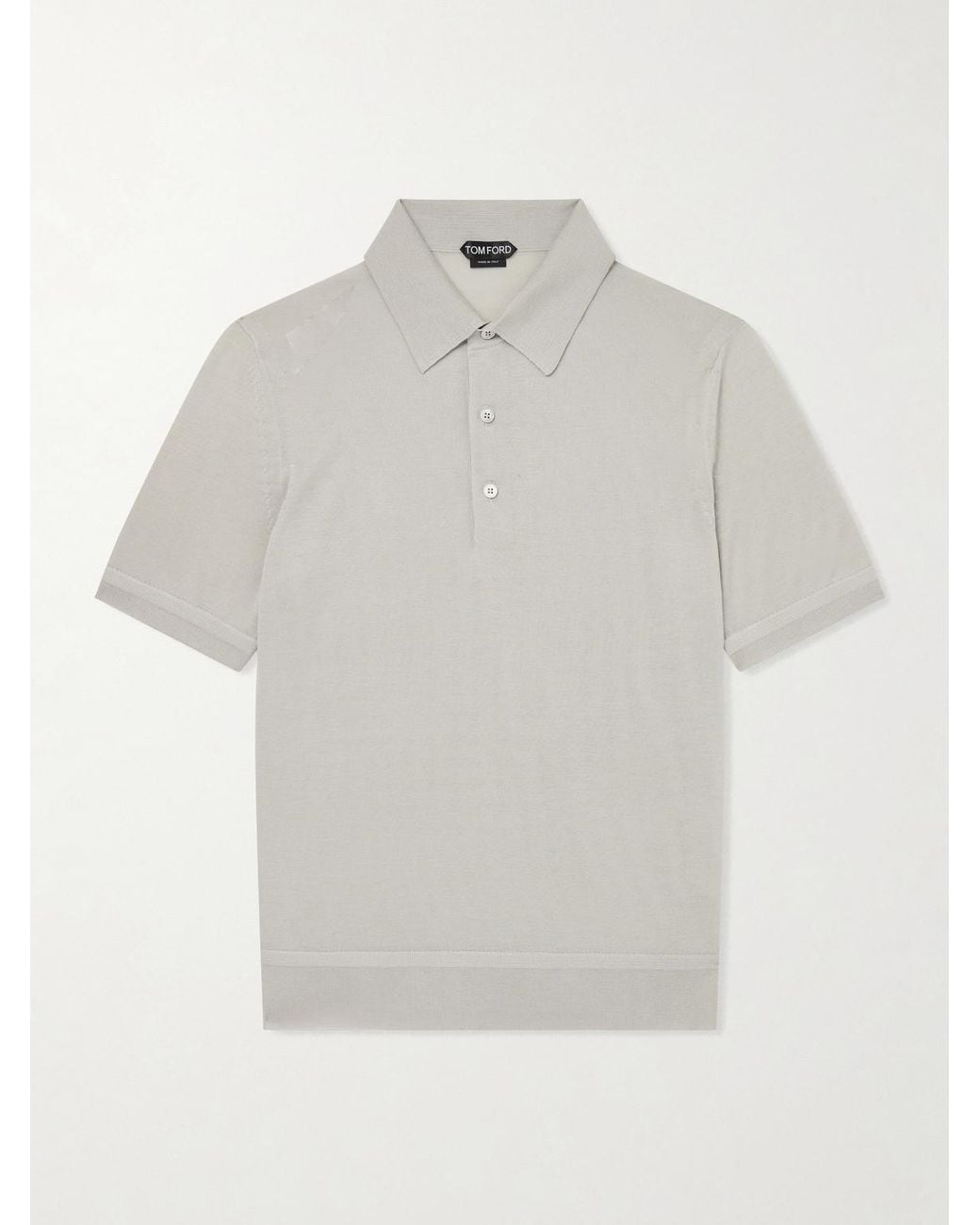 Tom Ford White Cashmere And Silk-Blend Polo Shirt for men