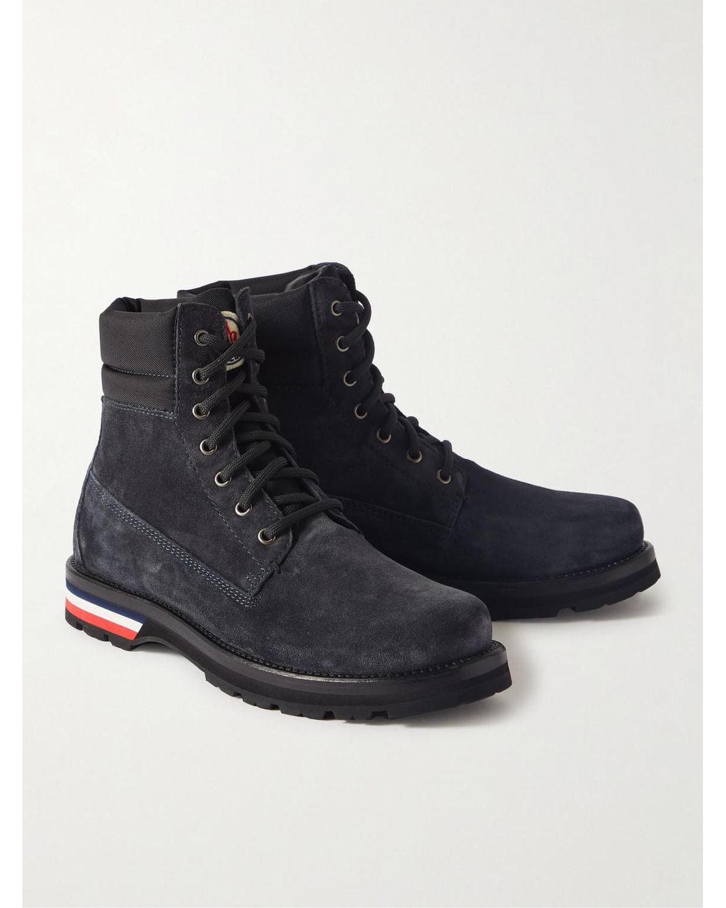Moncler Blue Vancouver Canvas-Trimmed Suede Boots for men