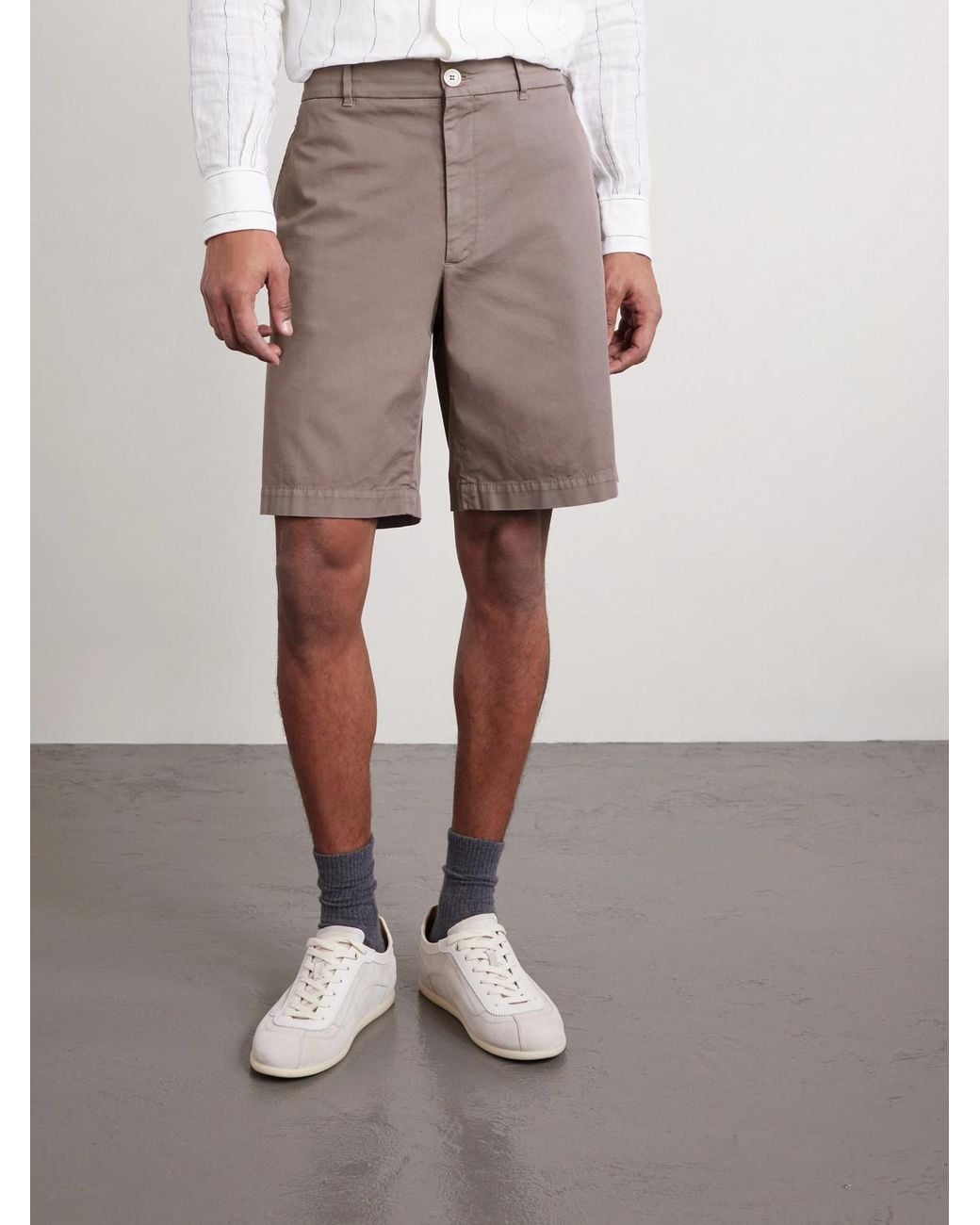 Brunello Cucinelli Gray Cotton-Blend Bermuda Shorts for men