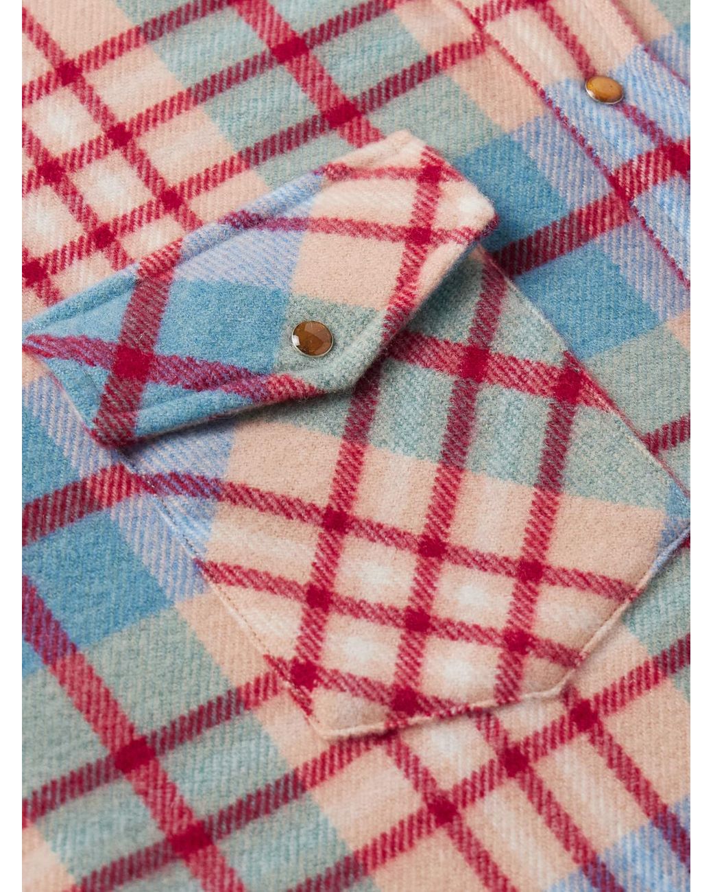God's True Cashmere Red Checked Cashmere Shirt for men