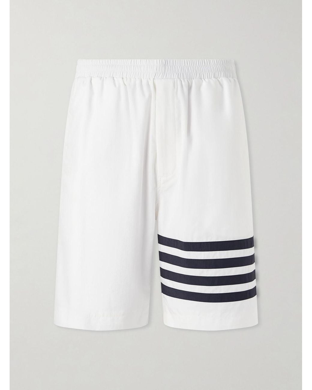 Thom Browne White Straight-Leg Striped Shorts for men