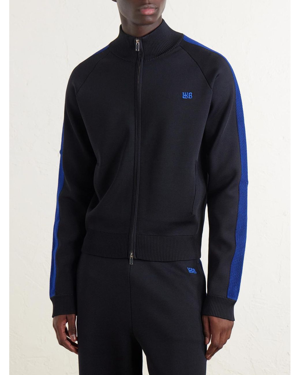 Wales Bonner Blue Tide Logo-Embroidered Striped Jersey Sweatshirt for men