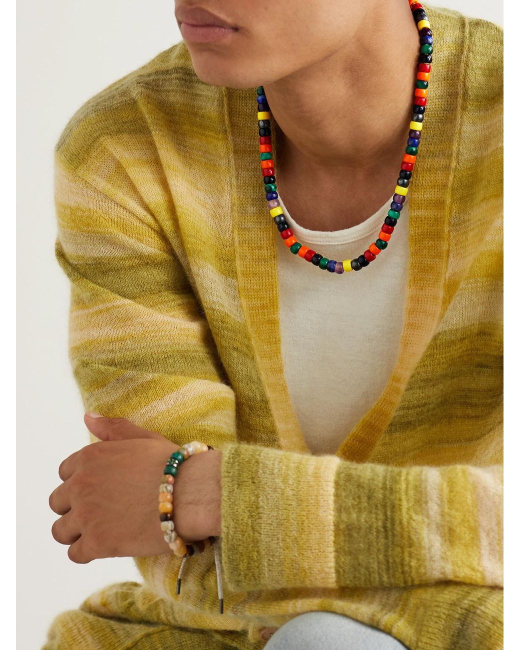 Carolina Bucci Multicolor Formentera Forte Beads-Stone Necklace for men