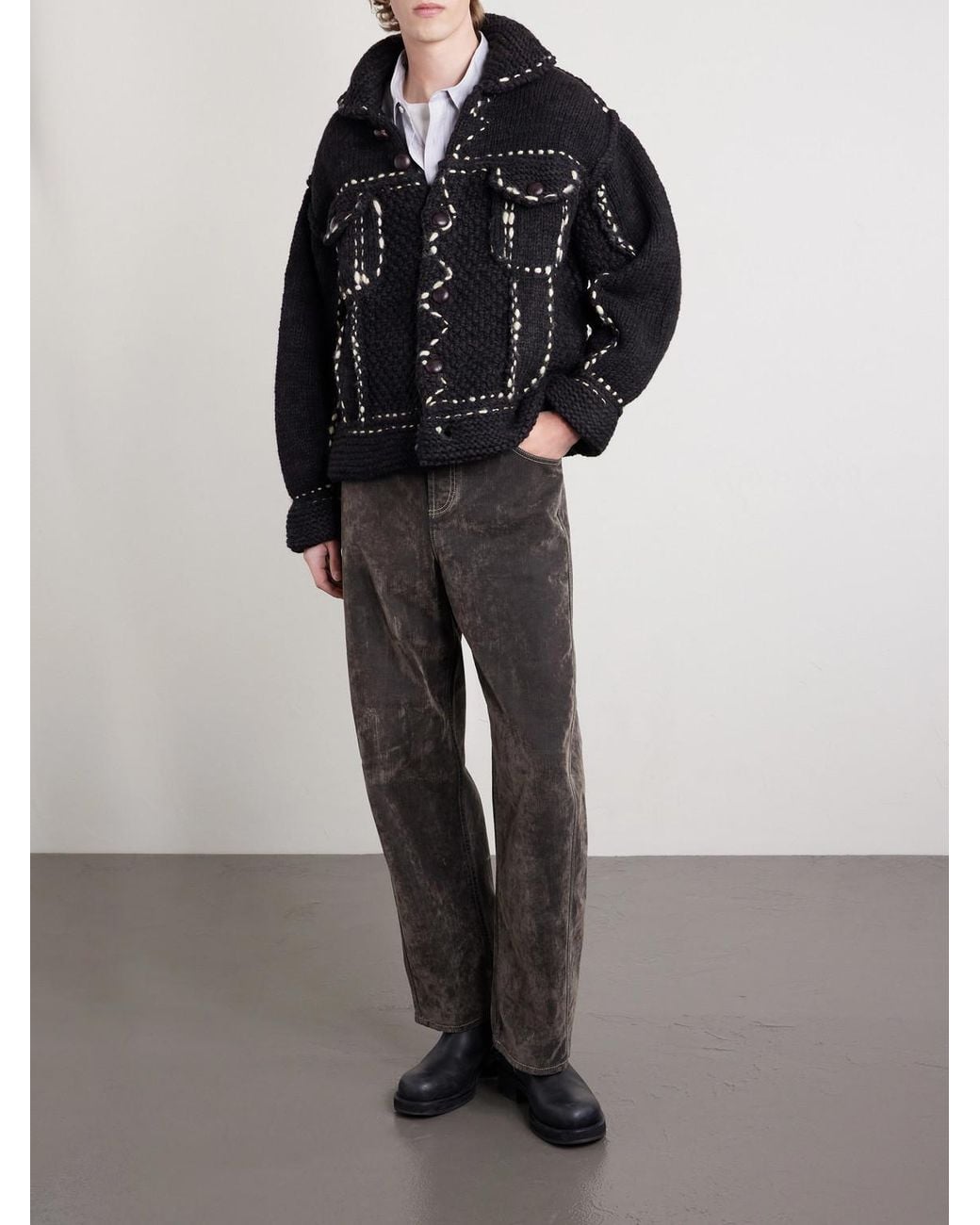 Kapital Black Embroidered Wool Jacket for men
