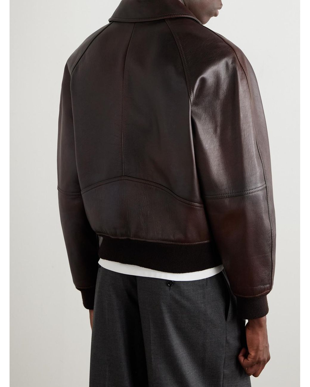 Leather Bomber Jacket di Céline in Brown da Uomo