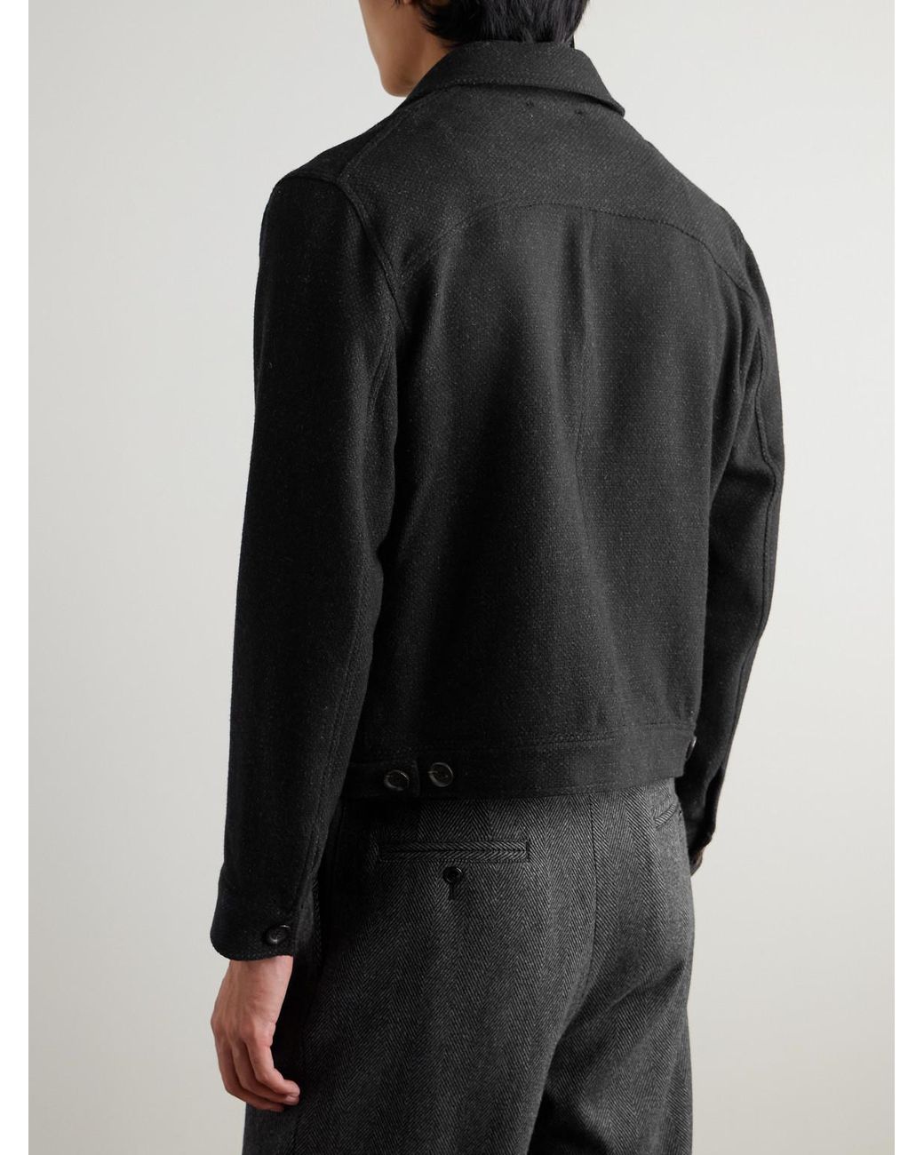 Oliver Spencer Black Buffalo Wool-Blend Jacket for men