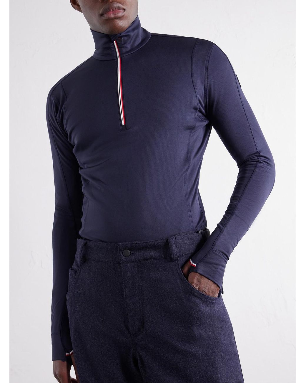 Moncler Blue Polartec Power Grid Half-Zip Base Layer for men