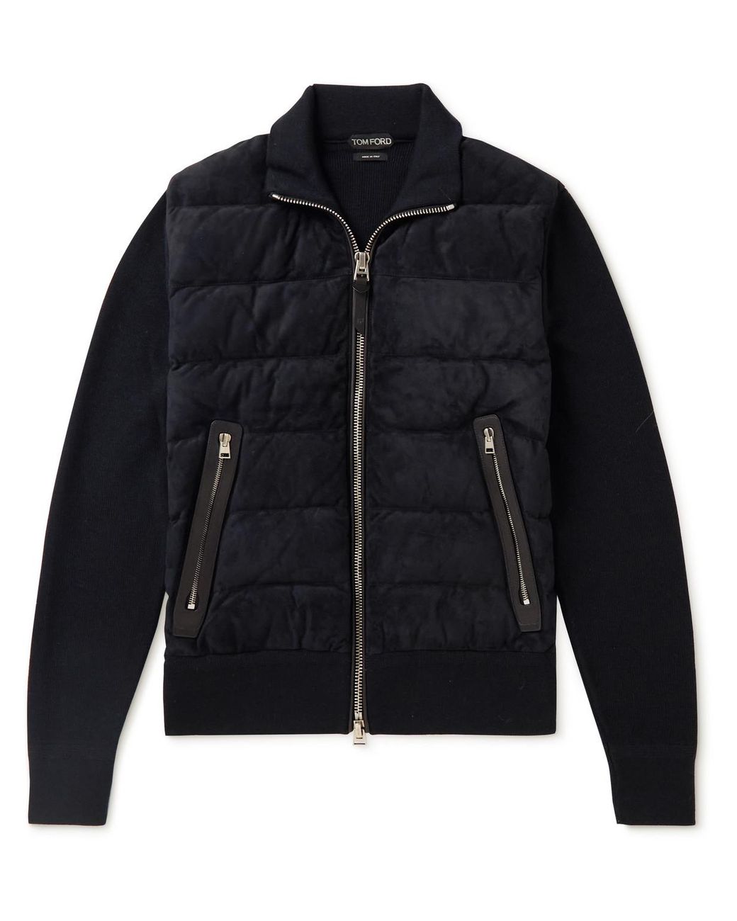 Tom Ford Leathertrimmed Merino Wool And Quilted Suede Down Jacket in