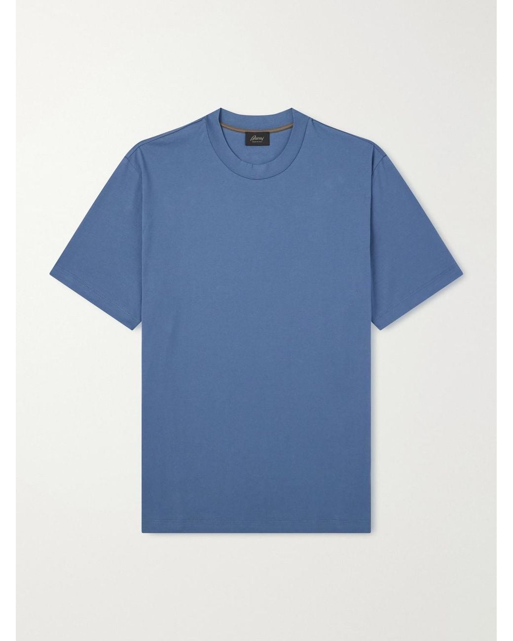 Brioni Blue Cotton-Jersey T-Shirt for men