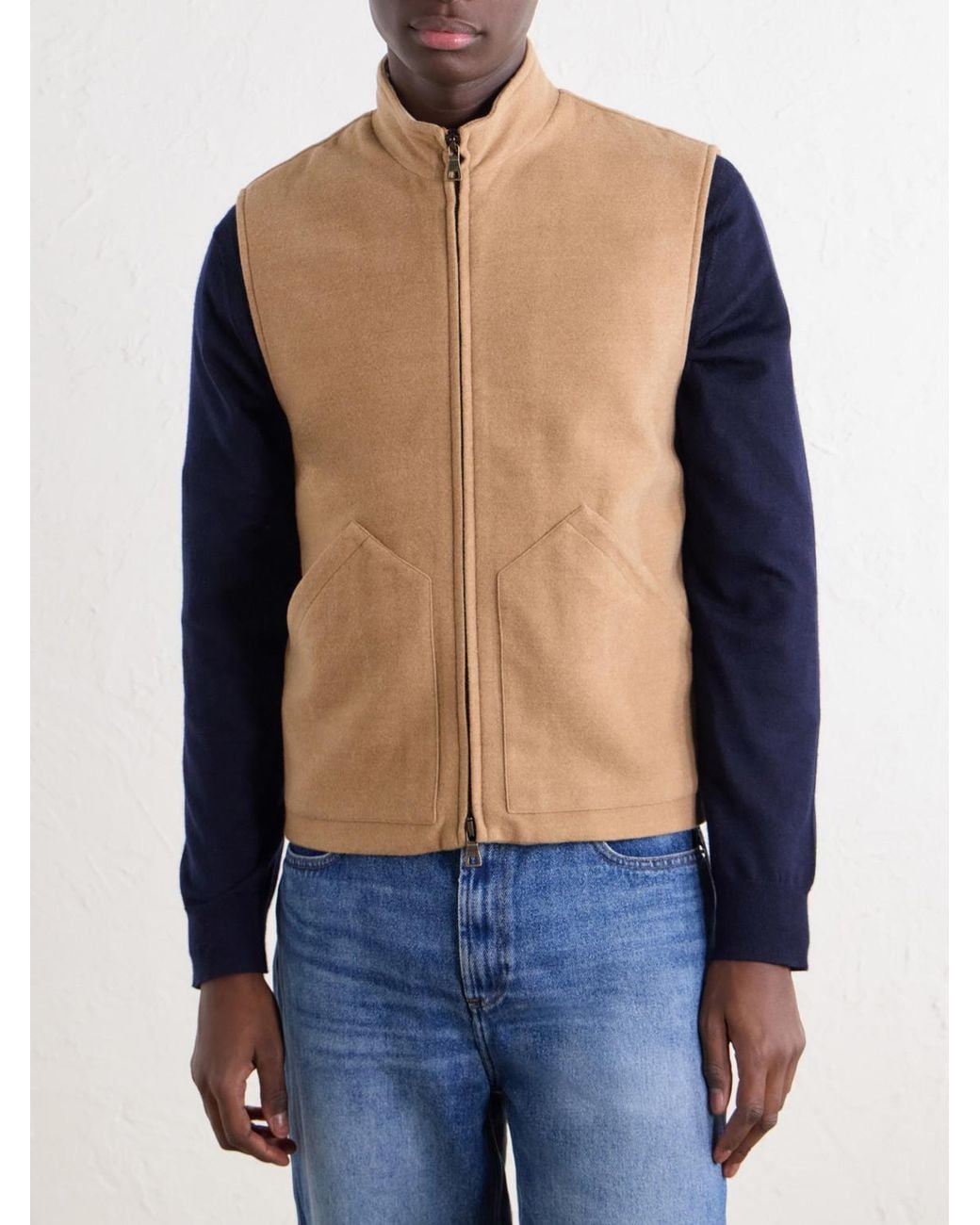 J. Mueser Natural Wool-Felt Gilet for men