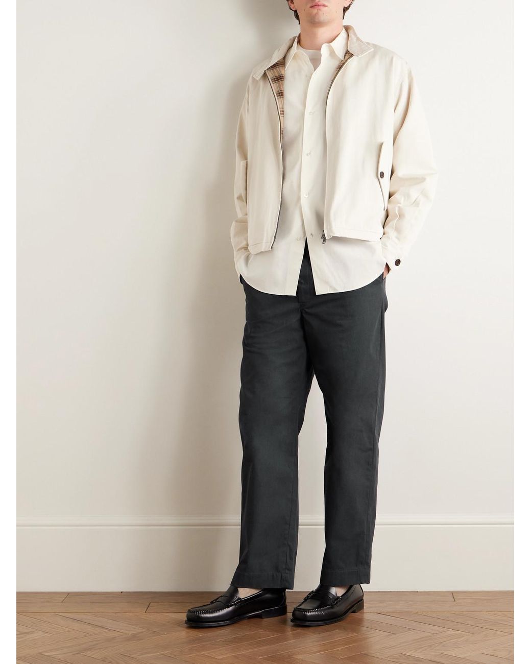 A.PRESSE Blue Work Straight-Leg Cotton-Blend Chinos for men